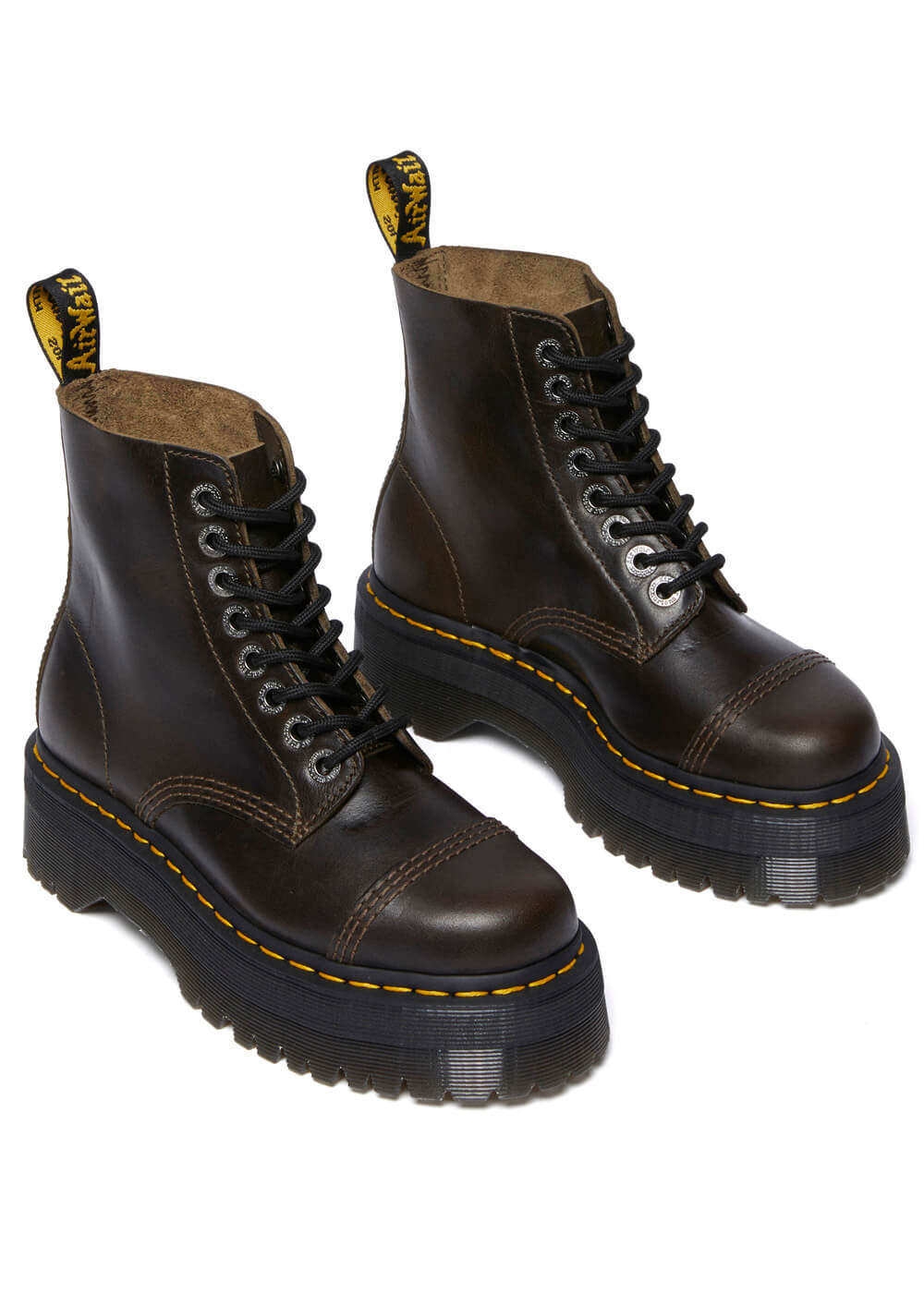 Dr. Martens Sinclair Orleans Leather Platform Boots Taupe Darkbrown www.succubus.us